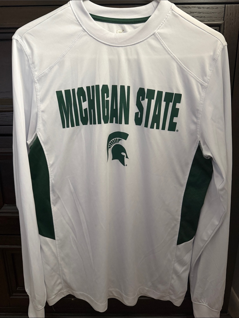 Colosseum MSU White & Green Long-Sleeve Performance Shirt